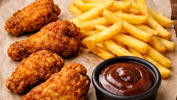 Hot Wings (4pcs) With Chips