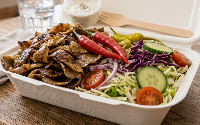 Box Of Doner Meat With Salad
