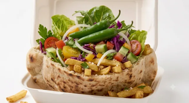 Chips in Pitta With Salad